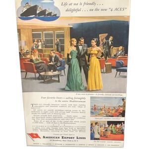 Vintage 1949 American Export Lines New 4 Aces Ad Advertisement